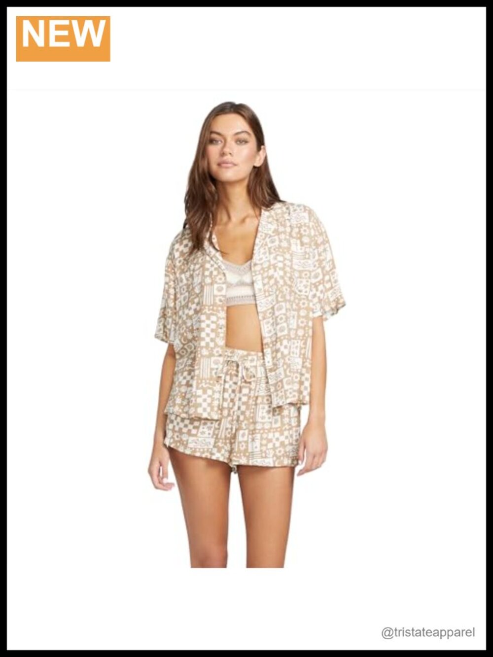 Volcom Women's Oversized Blouse Button Front Shirt Woven Slub Charcoal M
